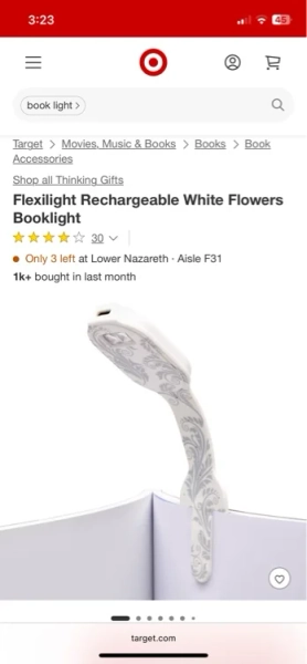 Rechargeable white flowers book light-target 