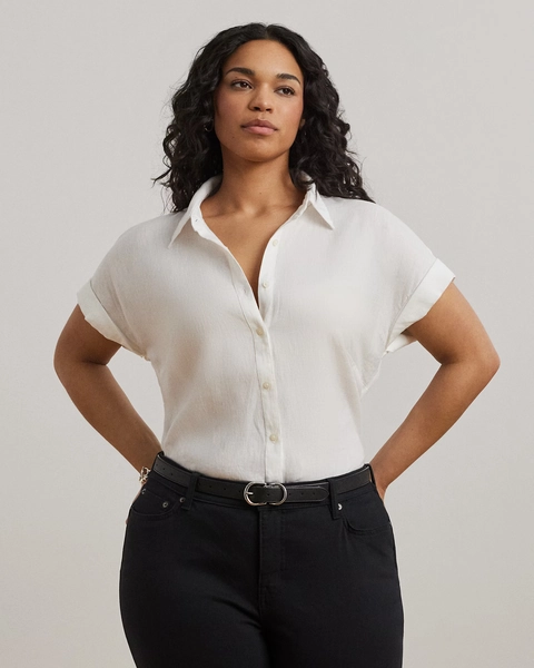 Relaxed-Fit Kurzarmhemd aus Leinen für Damen | Ralph Lauren® DE