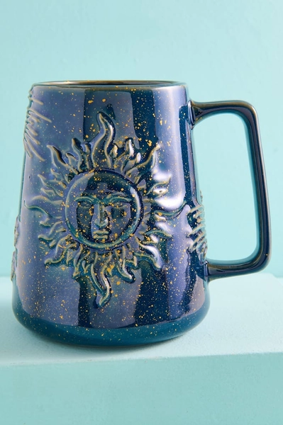 Artisan Crafted Navy Celestial Ceramic Mug