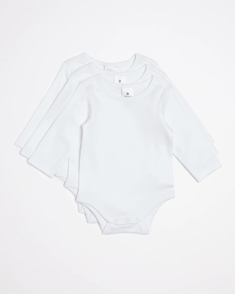 3 Pack Baby Organic Cotton Long Sleeve Bodysuits