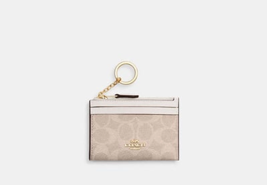 Coach Outlet Mini Skinny Id Case In Signature Canvas - Beige