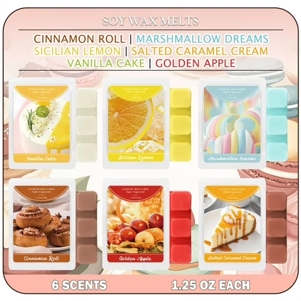 SCENTORINI Wax Melts, Multiple Food Scented Wax Cubes(6 Pack)