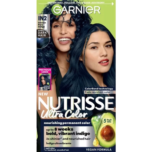 Garnier Nutrisse Ultra Color Nourishing Permanent Hair Color Crème - IN2 Blue Curaçao: For All Hair Types, 25-Minute Processing