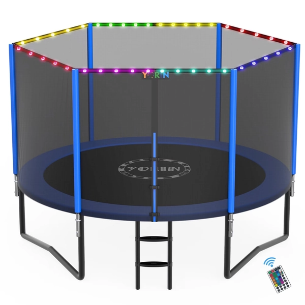 YORIN Trampoline for 2-3 Kids, 8FT 10FT 14FT 12FT Trampoline for Adults with Enclosure Net, Ladder, Light, 800LBS Weight Capacity Outdoor Round Recreational Trampoline, Heavy Duty Trampoline - Walmart.com
