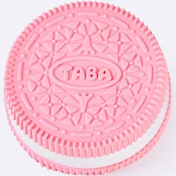 TABASQUISHY Jumbo Pink-White Sandwich Cookie Taba Squishy Squeeze Toys