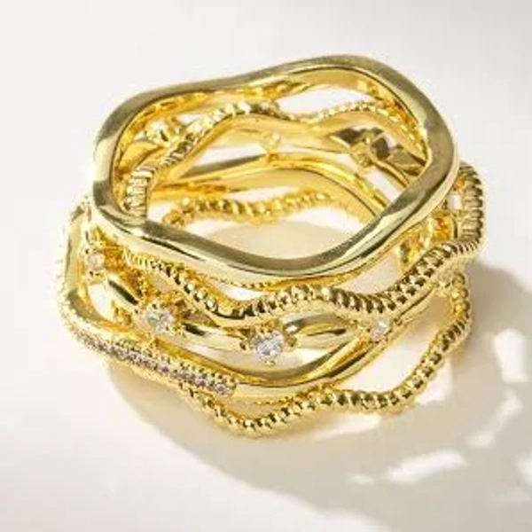 Uncommon James 14k Gold-Plated Cubic Zirconia Vintage Ring Set