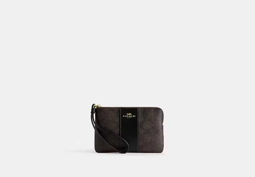 Corner Zip Wristlet In Signature Canvas With Stripe