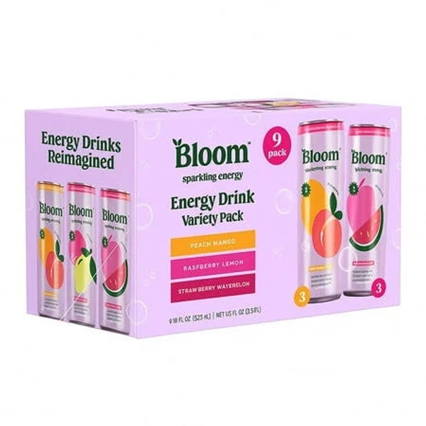 Bloom Sparkling Energy Drink, Variety Pack,limited edition 12 fl oz 09 count, Size: 7*7*7