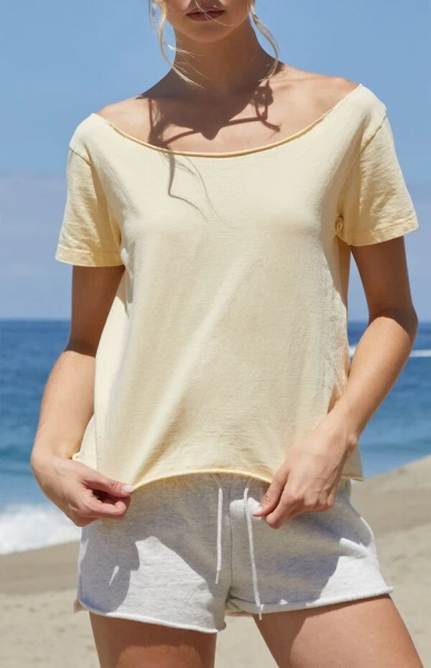 Yellow Robyn Off-The-Shoulder Short Sleeve Top