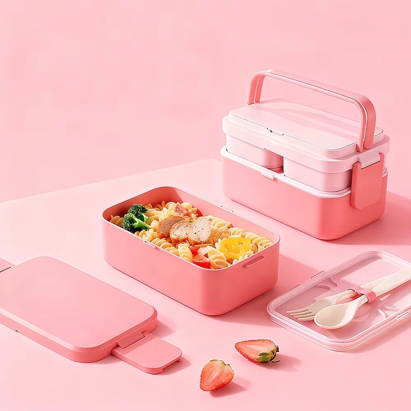 Portable Lunch Box Bamboo Fiber 3in1 Double Layer Bento BOX Microwave Spoon Fork Women Girl School Kids Picnic Bento Box - AliExpress 15