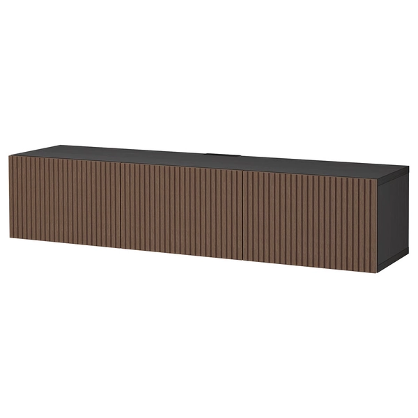 BESTÅ TV-Bank mit Türen - schwarzbraun Björköviken/braun gebeiztes Eichenfurnier 180x42x38 cm