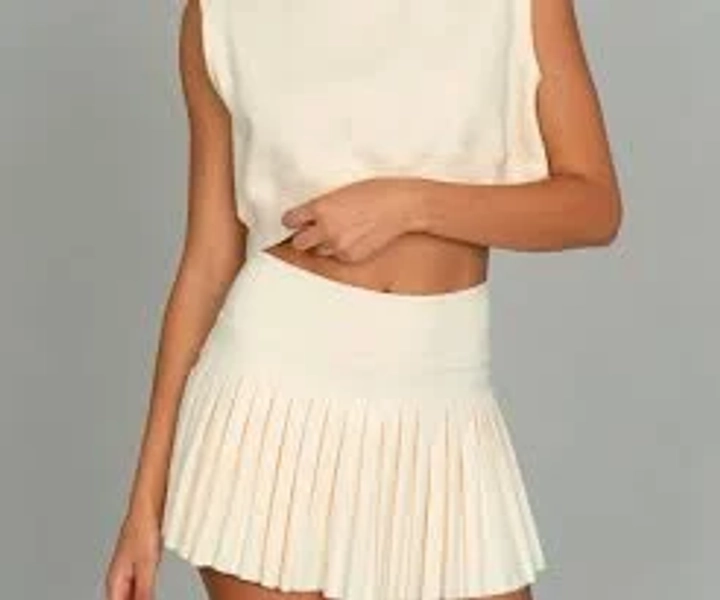 Gold Hinge Pleated Tennis Skirt - Butter Yellow