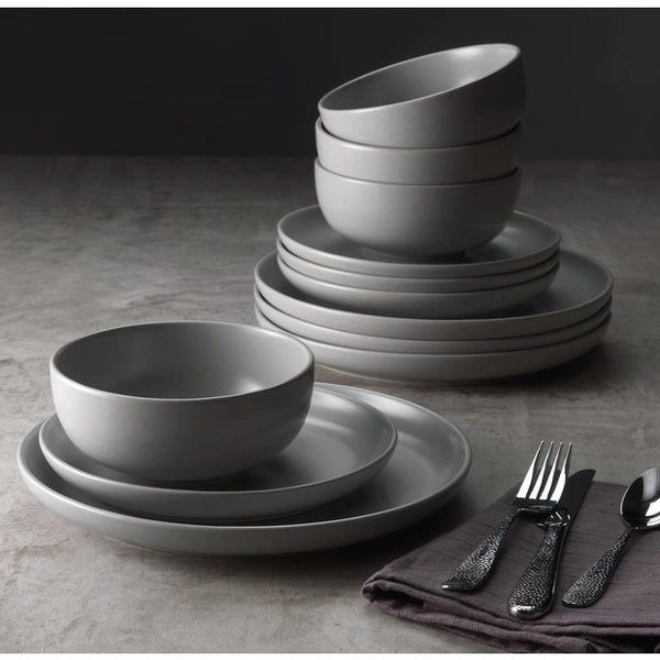 Buy Habitat 12 Piece Stoneware Dinner Set - Matt Grey | Dinnerware and dinner sets | Argos