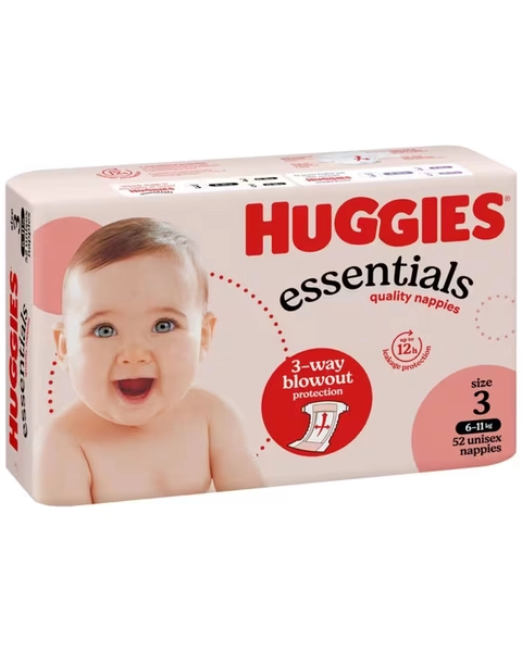 Huggies Essentials Nappies Crawler Size 3 52 Pack