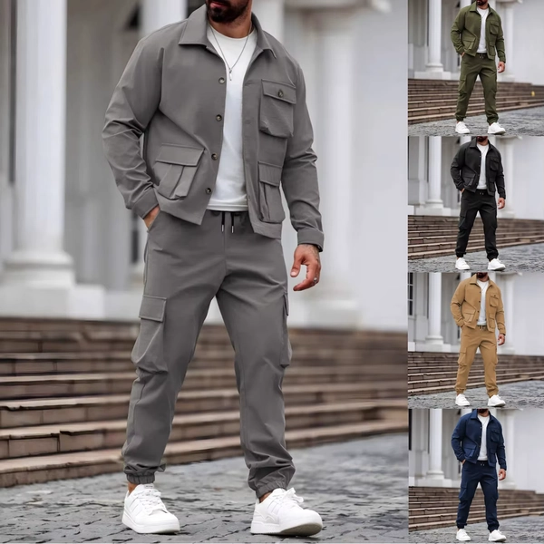 Spring and Autumn men's suit, with shuttle fabric, multiple pockets, versatile, casual, fashionable and retro. - AliExpress 200000343