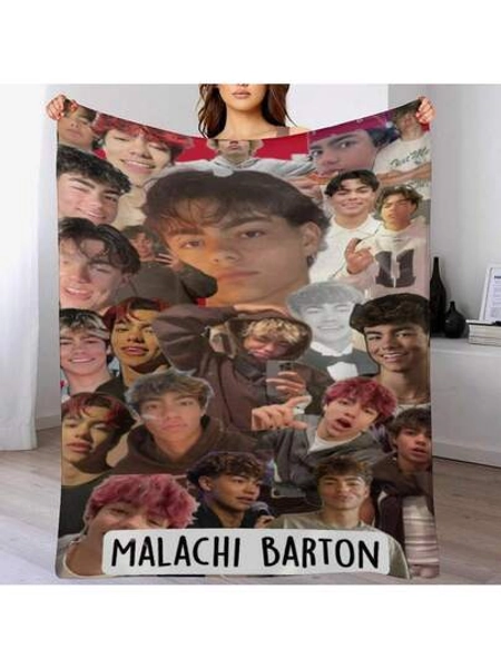 Malachi Barton Themed Flannel Blanket - Soft All-Season Throw With Expressive Expressions & Hairstyles, Retro Personalities Design In Reds, Browns, Blacks, Whites, Perfect For Home, Office, Sofa - Ideal Birthday/Christmas Gift For Fans