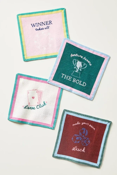 Queenie Embroidered Cocktail Napkins, Set of 4