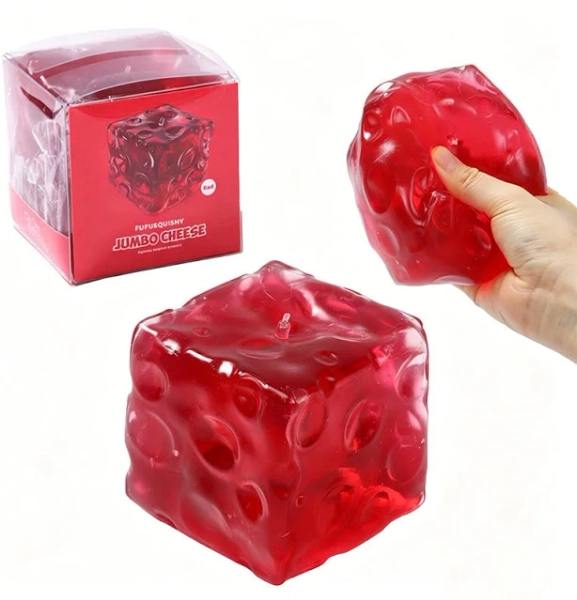 FUFUSQUISHY Crystal Red Jumbo Cheese Squishy Original Sensory
