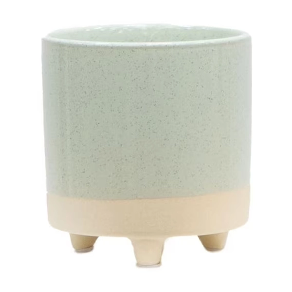 Mainstays 4" Two Tone Green Ceramic Footed Planter