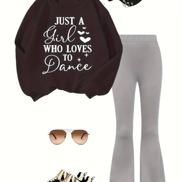 Girls 2-Piece Long Sleeve Round Neck Sweatshirt