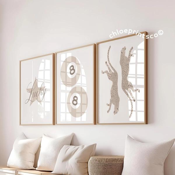 Y2K Leopard 8 Ball Print Set, Trendy Gallery Wall (Digital Download)