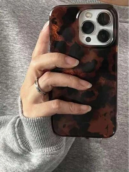 Vintage Black Brown Tortoiseshell Foil Texture Phone Case Compatible With IPhone 16 Pro Max, Apple 15, Soft Cover For 14 New, 12 Pro, 13 Pro Max, Anti-Fall Protective Cover For Women. The Color May Vary Slightly Under Different Display Angles. Waterproof Shockproof Scratch ResistantFOR-YOUR-BELOVED-PHONE Christmas Gifts Christmas Gifts