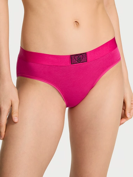 Logo Cotton Heart Shine Patch Hiphugger Panty