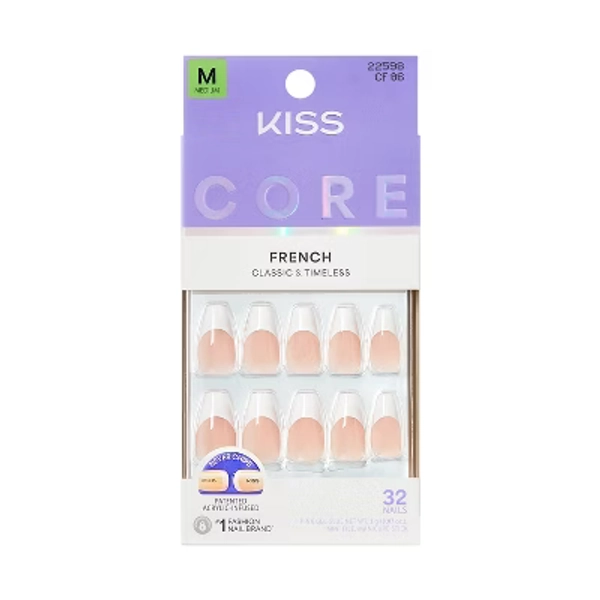 KISS Nails CORE Press-On Fake Nails - Medium Coffin - Reunion - 35ct
