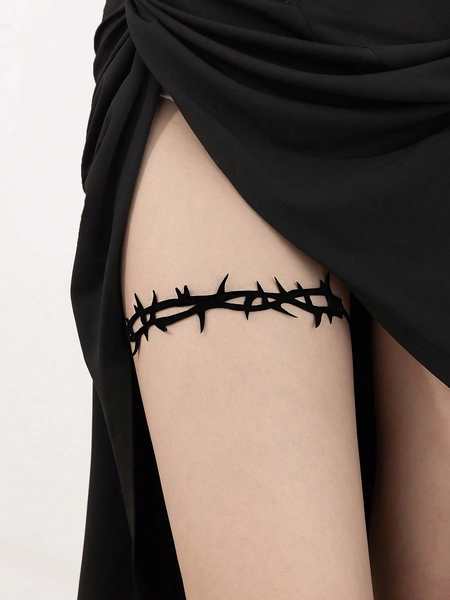 ROMWE 1pc Fashionable Gothic Thorn Chain Thigh Chain For Women, Party Wear, Halloween