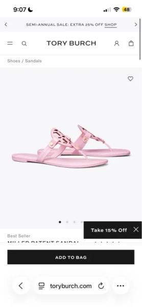Miller Patent Sandal in pink, size 7