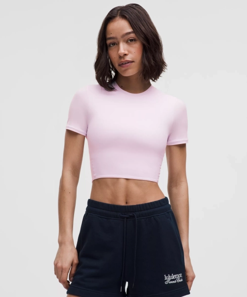 Wundermost Ultra-Soft Nulu Crewneck Cropped T-Shirt - Pink Organza - XS