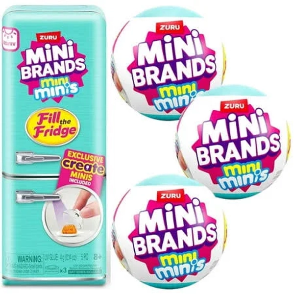 Mini Brands Fill The Fridge Playset & 3x Mystery Packs Combo Set