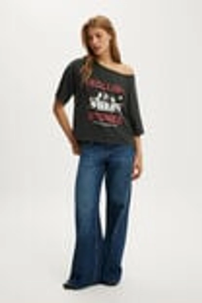 The Rolling Stones Music Off The Shoulder Boxy Graphic Tee