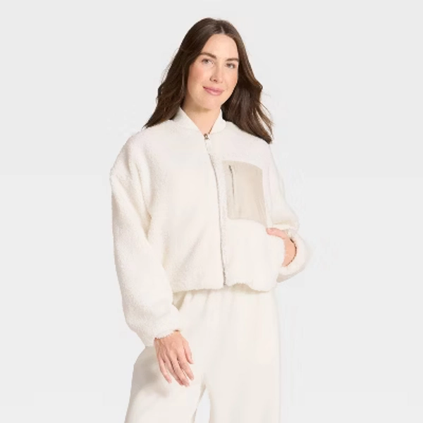 Women's High Pile Bomber Jacket - All In Motion™ Cream XL