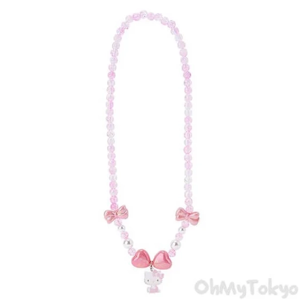 Japan Sanrio Original Hello Kitty Heart Bead Necklace with Acrylic Charm Official Kawaii Japanese Merchandise Store | Next-Day UK Delivery