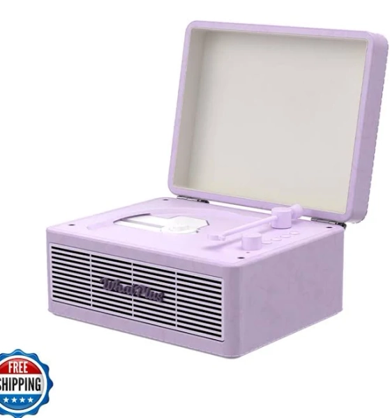 WhatPlus Portable CD Player with Bluetooth 5.2, Rechargeable Battery | Purple