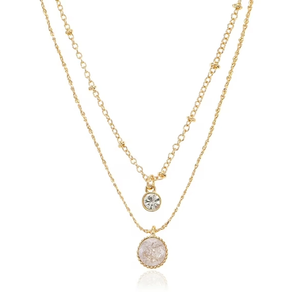 Time and Tru Women’s Layered Necklace with Cubic Zirconia Pendant