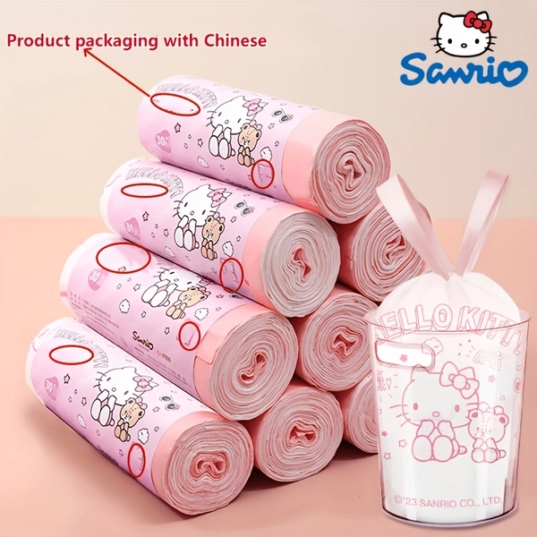 1pc Has Authorized Sanrio Hello Kitty Family Trash Bags, Versatile Cute Trash Bags, Car Trash Bags, Outdoor Trash Bags, Family Pack Trash Bags