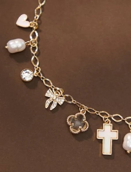 Altar'd State Cross Pearl Charm Necklace