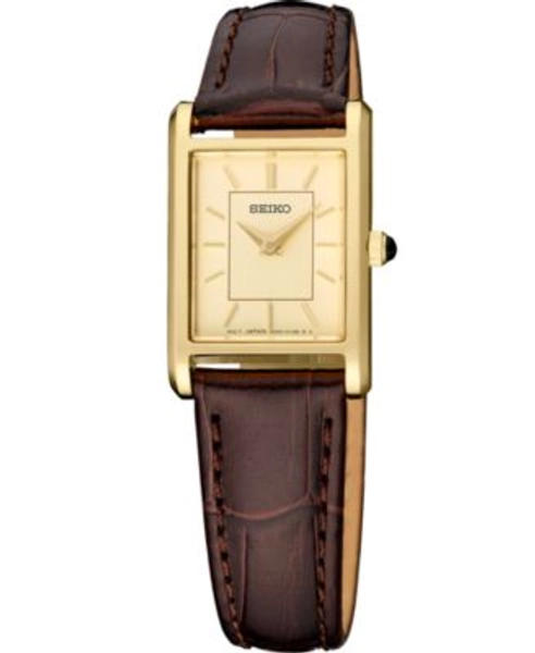 Women's Gold Leather Strap Watch, 19.6mm