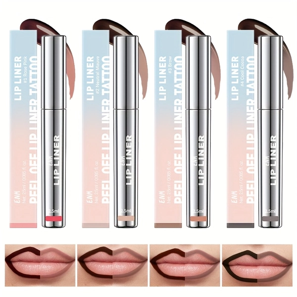 4PCS/set Matte Peel-Off Lip Liner - Waterproof & Smudge-Proof, Transfer-Resistant with Hydrating Formula. Effortlessly Defines Lip Contour and Pairs with Lipstick/Gloss, Ideal for Halloween/Christmas Gifting.