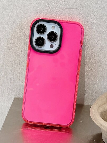Apple Hot Pink Basic Phone Cases 1pc Red Shockproof Transparent Phone Case Compatible With Iphone 16/16Pro/16Plus/16ProMax/15/15Plus/15Pro/15ProMax/14ProMax/14Pro/14Plus/14/13ProMax/13Pro/13/13Mini/SE3/7/8/SE2/12ProMax/12Pro/12/12Mini/11ProMax/11Pro/11/XR/XSMax/X/XS/7P/8P/6P/6SP/6/6S, Galaxy A52/A52s 5G/A53 5G/S22/S22Plus/S21FE 5G, Pixel 6a/7/7Pro, Poco X3/Poco X3Pro/Poco X3NFC/Poco M3Pro Waterproof Anti-Fall Scratch Resistant
