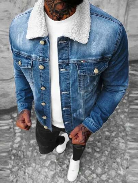 Men's Retro American Style Denim Jacket, Autumn Winter