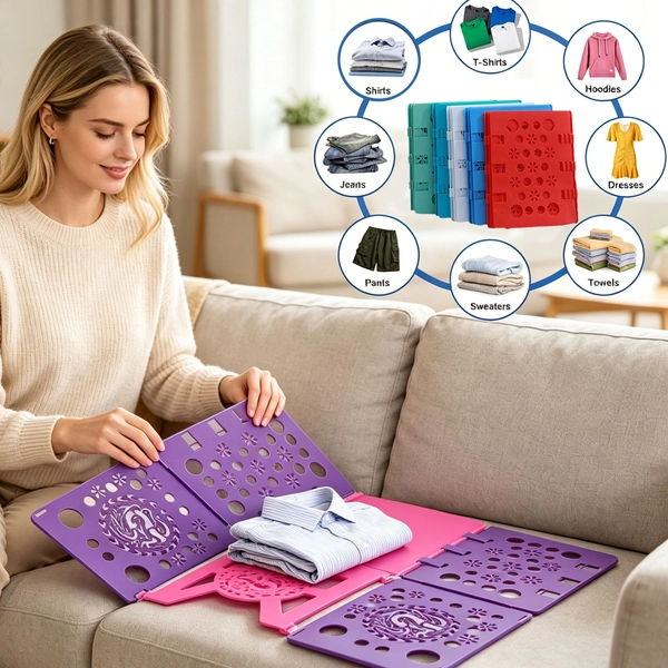 1pc Multifunctional Folding Board, Lazy Person'S Folding Board, Quick Clothes Organization Saves Time, Durable Plastic, Efficient Clothes Organization Tool, Foldable for Easy Storage And Carrying, Shirt Folding Board