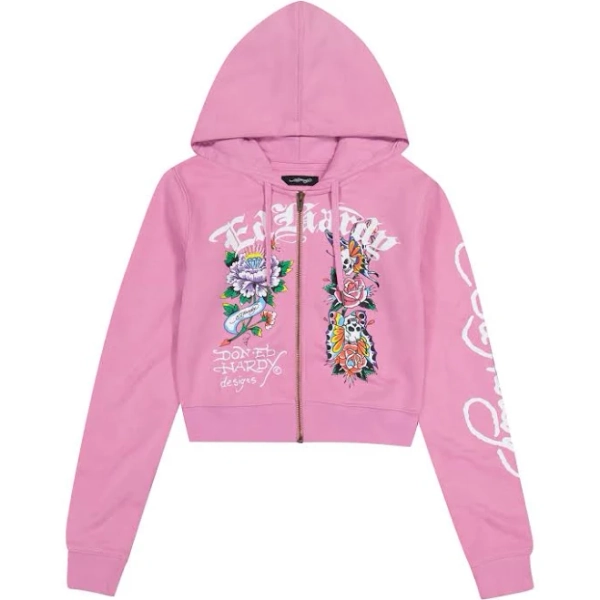 edhardyoriginals Flower Skull Front Hoodie