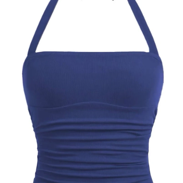 Teen Girls Off-Shoulder Slim-Fit Halter Neck Shirt