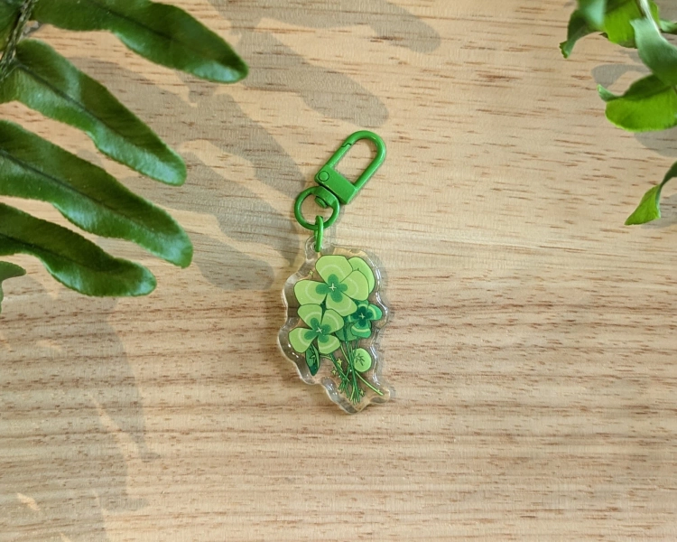 Little Lucky Clover 2" Sparkled Acrylic Charm Keychain