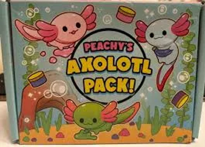 Peachybbies Peachy's Axolotl Pack 3 Slimes, Thank You Bag And Box New Exclusive