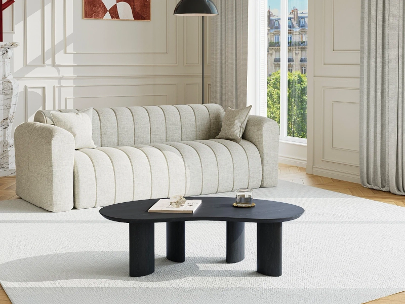 Table basse placage frêne - Noir - CALYNOR