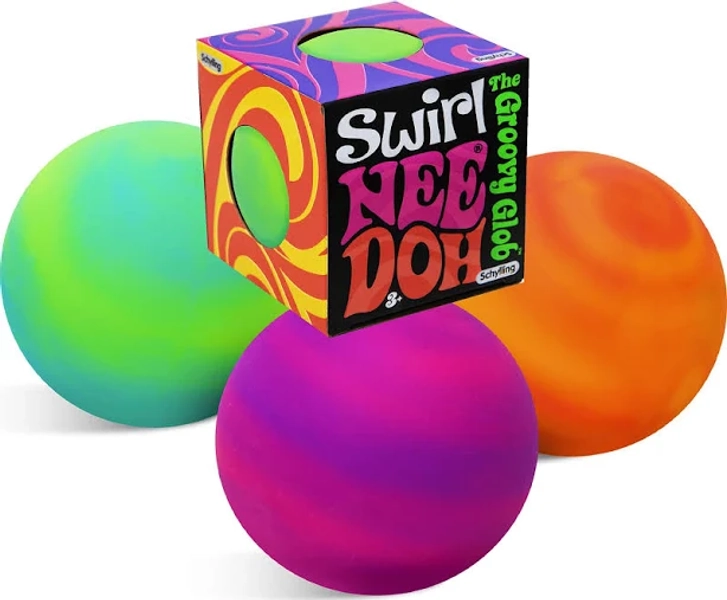 Nee doh Schylling Swirl Groovy Glob! Squishy Squeezy Stretchy Stress Balls Neon Yellow/Green